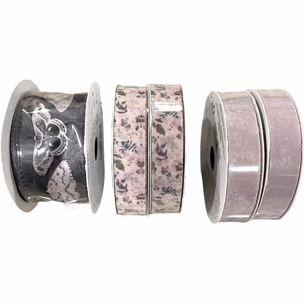 LOT 5 Ribbon Rolls Place & Time Quality Time Crafts Fall Autumn Floral Moth NWT